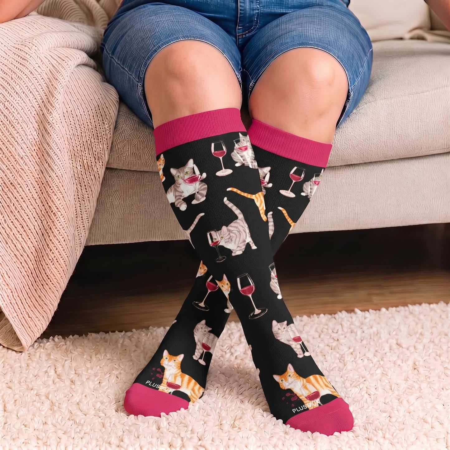 Plus Size Puppy Print Compression Socks - image 2