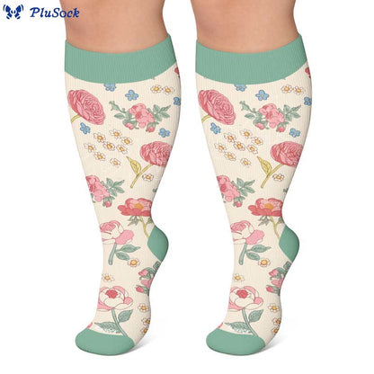 Plus Size Pastel Floral Compression Socks - image 6