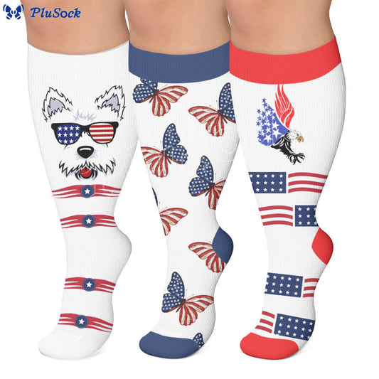 Plus Size Patriotic Animals Compression Socks - image 0