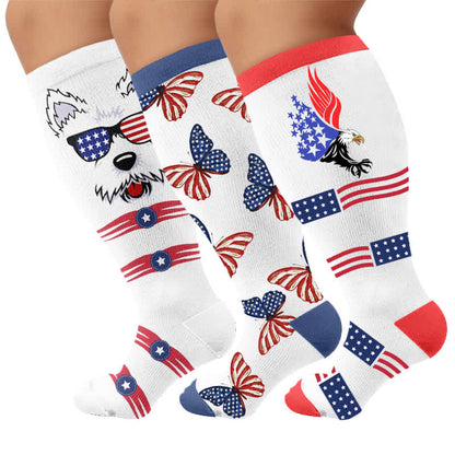 Plus Size Patriotic Animals Compression Socks - Multicolor(3 Pairs) - 4XL(1 Pair) - image 4