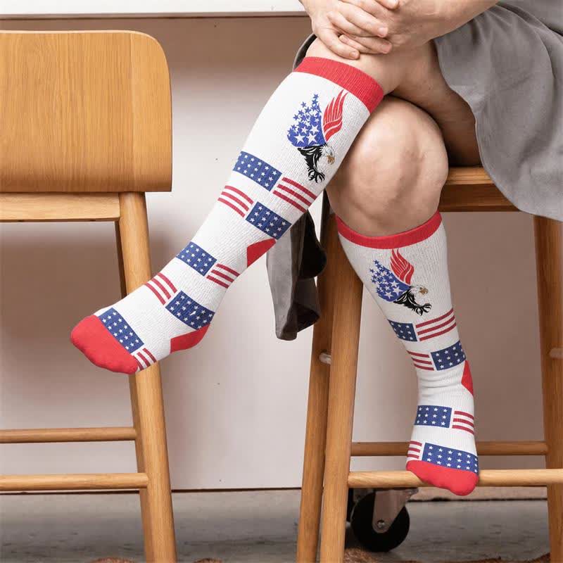 Plus Size Patriotic Animals Compression Socks - Red(1 Pair) - 4XL(1 Pair) - image 3