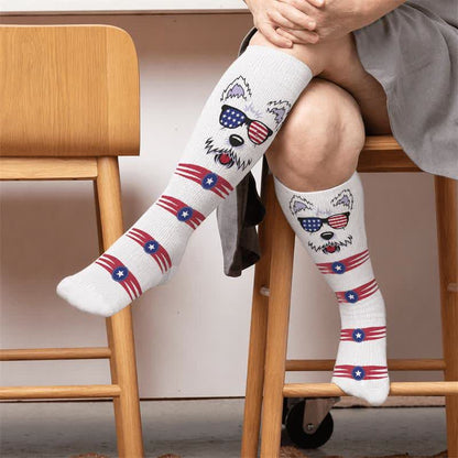 Plus Size Patriotic Animals Compression Socks - White(1 Pair) - 4XL(1 Pair) - image 1