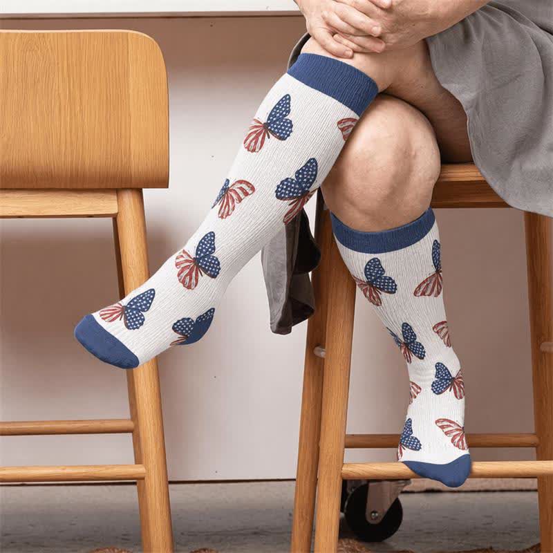 Plus Size Patriotic Animals Compression Socks - Blue(1 Pair) - 4XL(1 Pair) - image 2