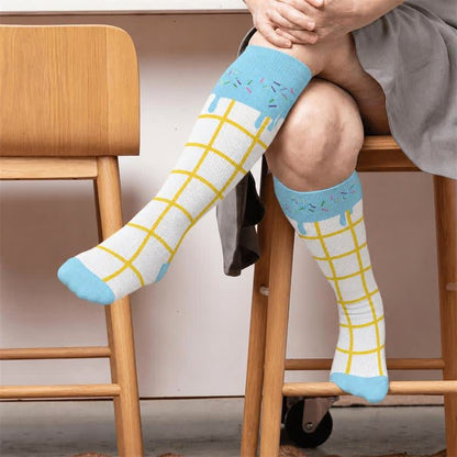 Plus Size Delicious Ice Cream Compression Socks - Blue(1 Pair) - 4XL(1 Pair) - image 1