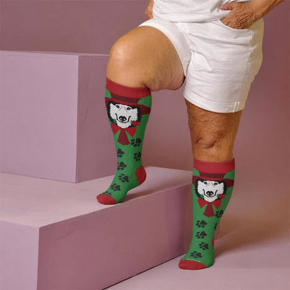 Plus Size Animale abstracte Compression Socks - Green(1 Pair) - 4XL - image 1