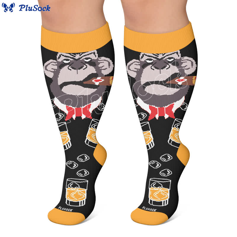 Plus Size Animale abstracte Compression Socks - image 7