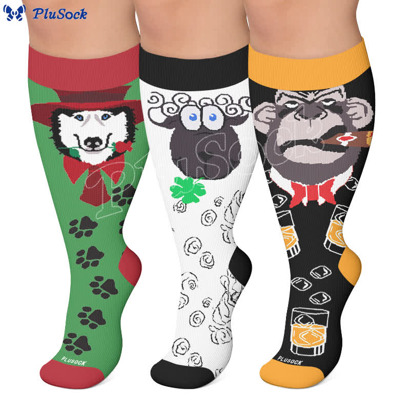 Plus Size Animale abstracte Compression Socks - image 0