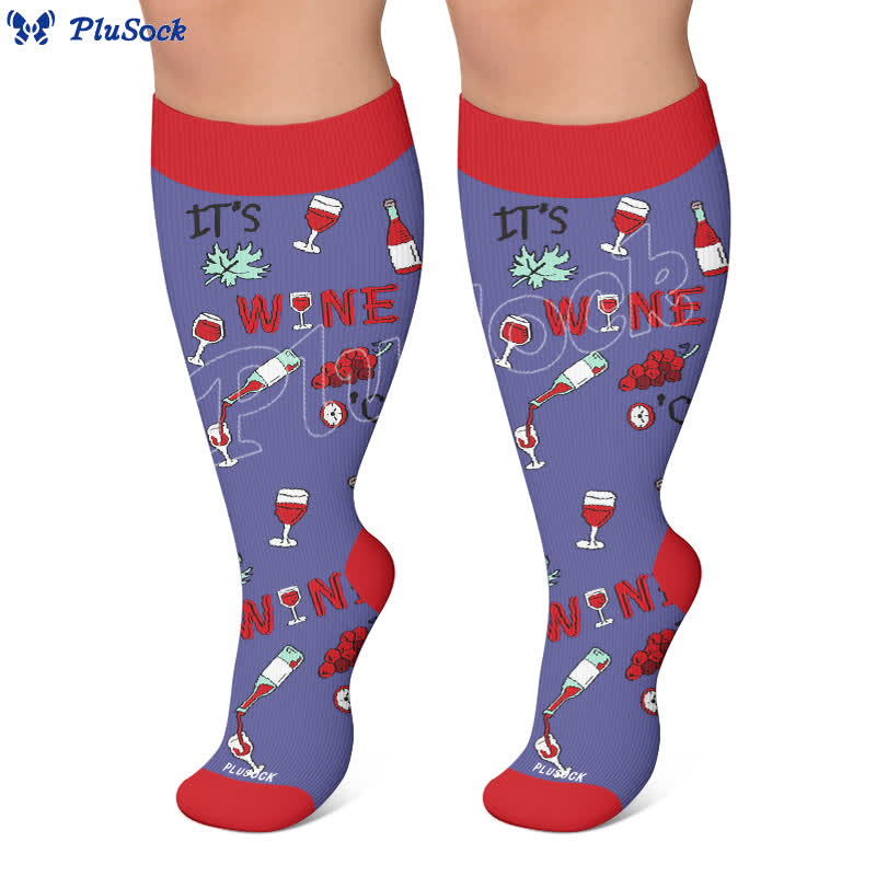 Plus Size Wine O'Clock Compression Socks - image 5