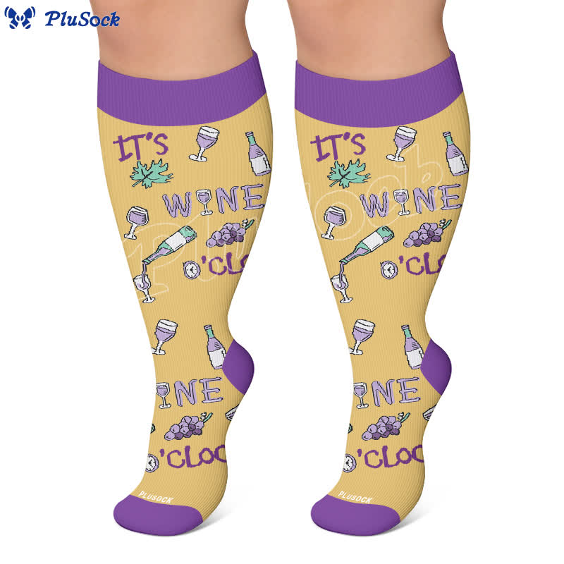 Plus Size Wine O'Clock Compression Socks - image 7