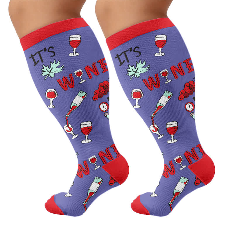Plus Size Wine O'Clock Compression Socks - image 8