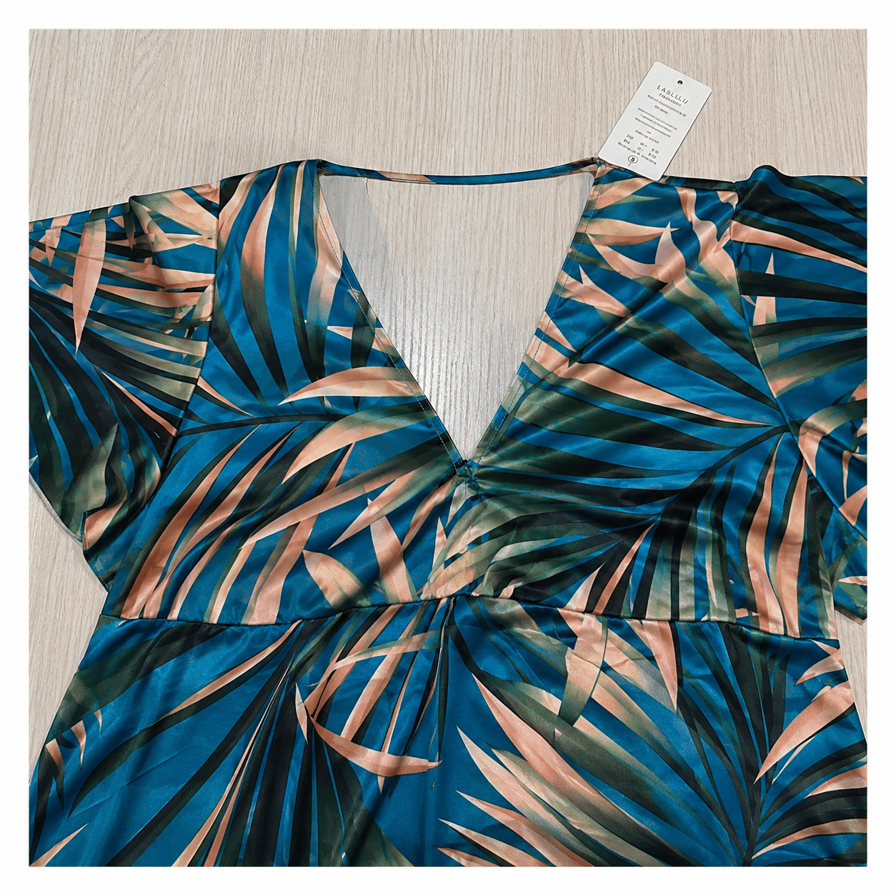 Tropical Leaf Wrap Two-Piece Swim Dress Set - image 3