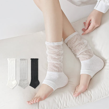 Sheer Lace Quarter Slouch Socks(3 Pairs) - Multicolor - EU35-39(US2-6) - image 0