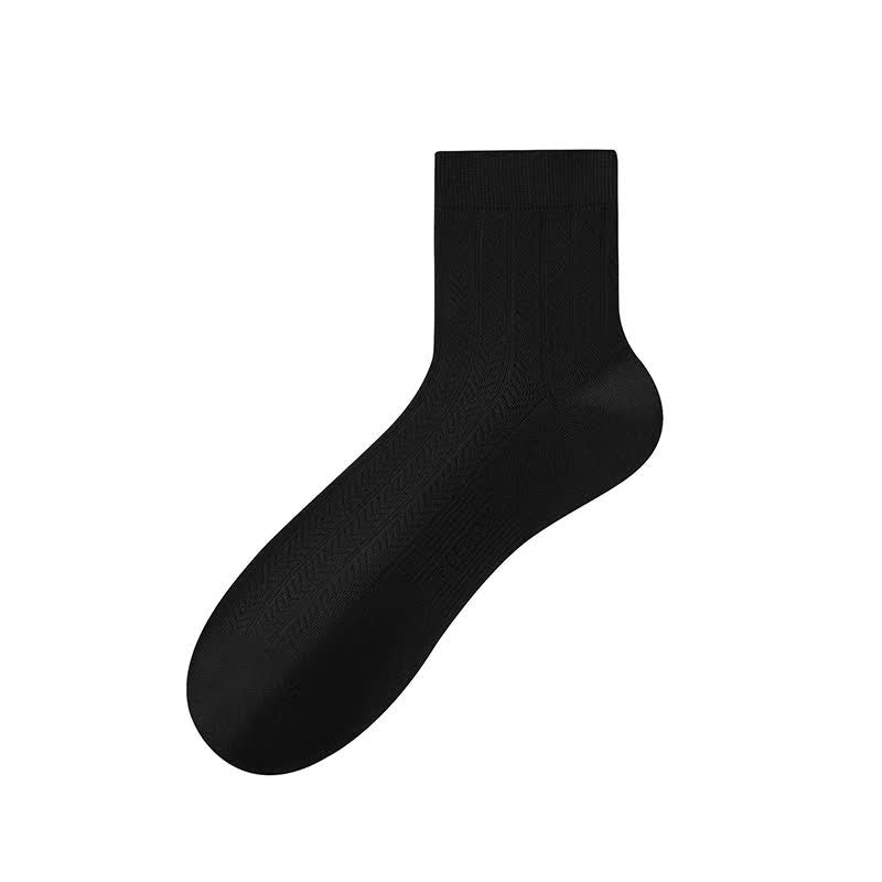 Sheer Herringbone Quarter Socks(4 Pairs) - Black - EU38-43(US5-9) - image 6