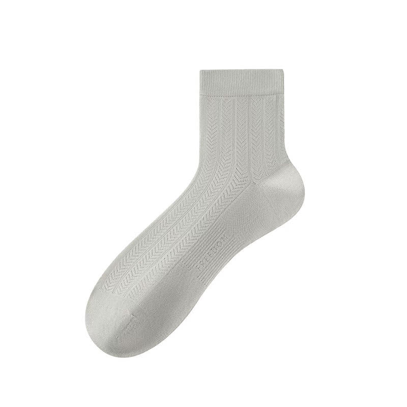 Sheer Herringbone Quarter Socks(4 Pairs) - Grey - EU38-43(US5-9) - image 5