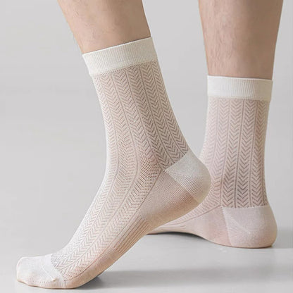 Sheer Herringbone Quarter Socks(4 Pairs) - White - EU38-43(US5-9) - image 2