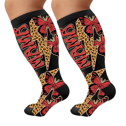 Plus Size Creative Butterfly Compression Socks - Black(1 Pair) - 4XL - image 9