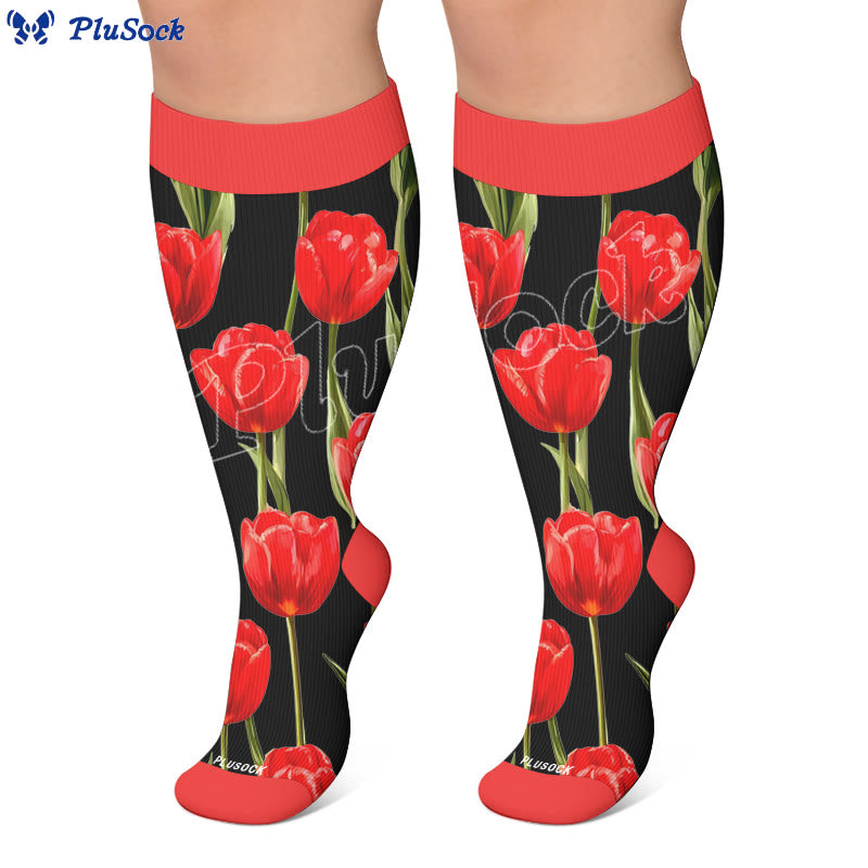 Plus Size Tulip Bloom Compression Socks - image 7