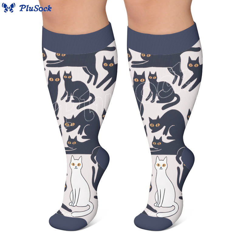Plus Size Cartoon Black Cat Compression Socks - image 6