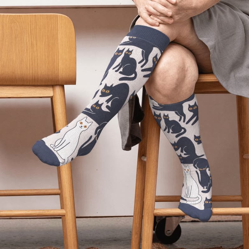 Plus Size Cartoon Black Cat Compression Socks - image 2
