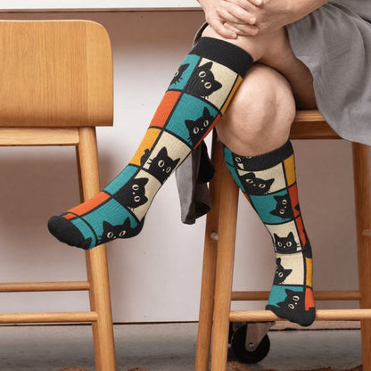 Plus Size Cartoon Black Cat Compression Socks - image 3