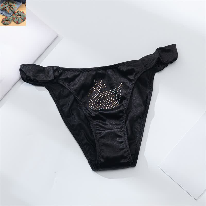 Satin Shine Low Rise Panties(3 Packs) - Black - XL - image 12
