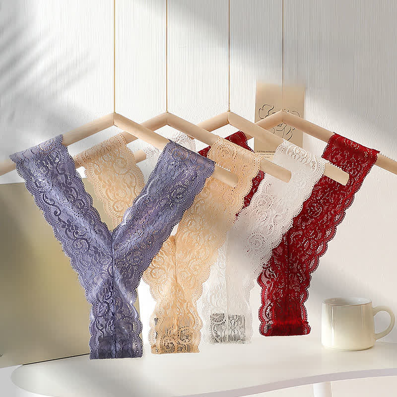 Romantic Floral Lace Thong Panties(3 Packs) - image 6