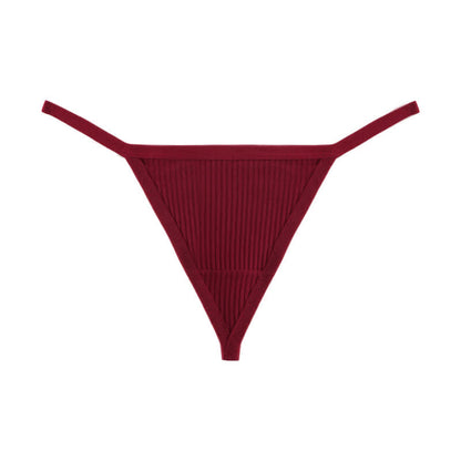 Ribbed Seamless Thong Panties(3 Packs) - Wine - XL - image 10