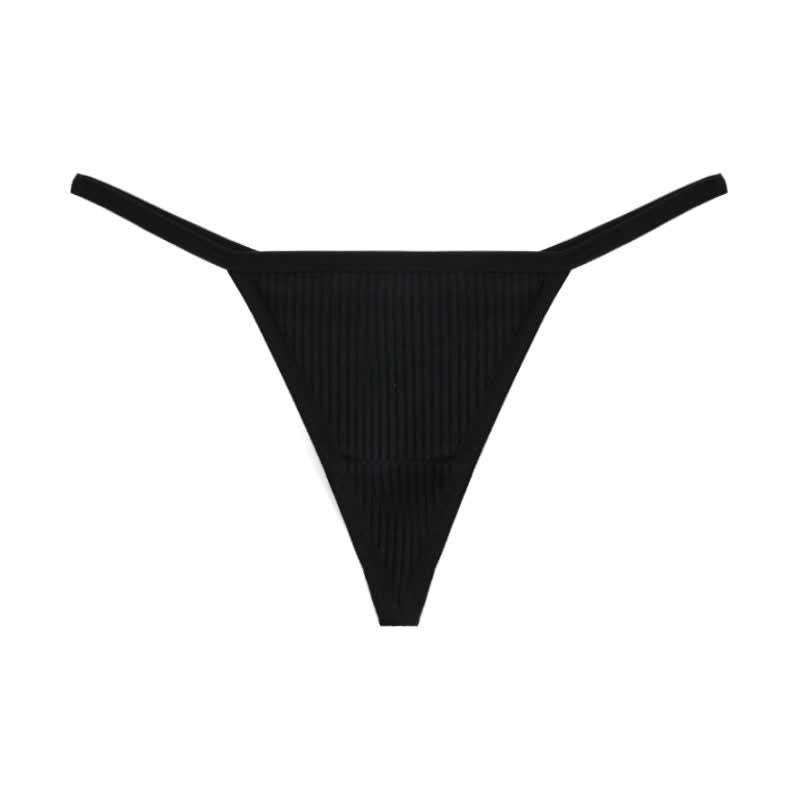 Ribbed Seamless Thong Panties(3 Packs) - Black - XL - image 12