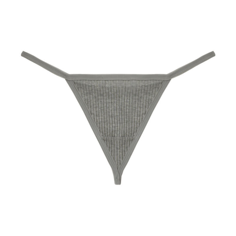 Ribbed Seamless Thong Panties(3 Packs) - Grey - XL - image 14