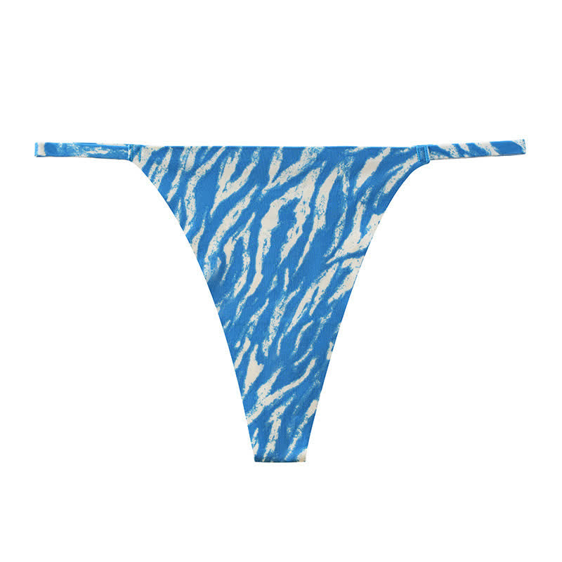 Wild Stripe Thong Panties(3 Packs) - Blue - XL - image 12