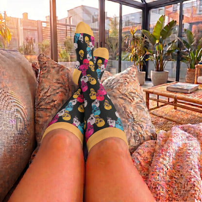 Plus Size Floral Skull Compression Socks - image 2
