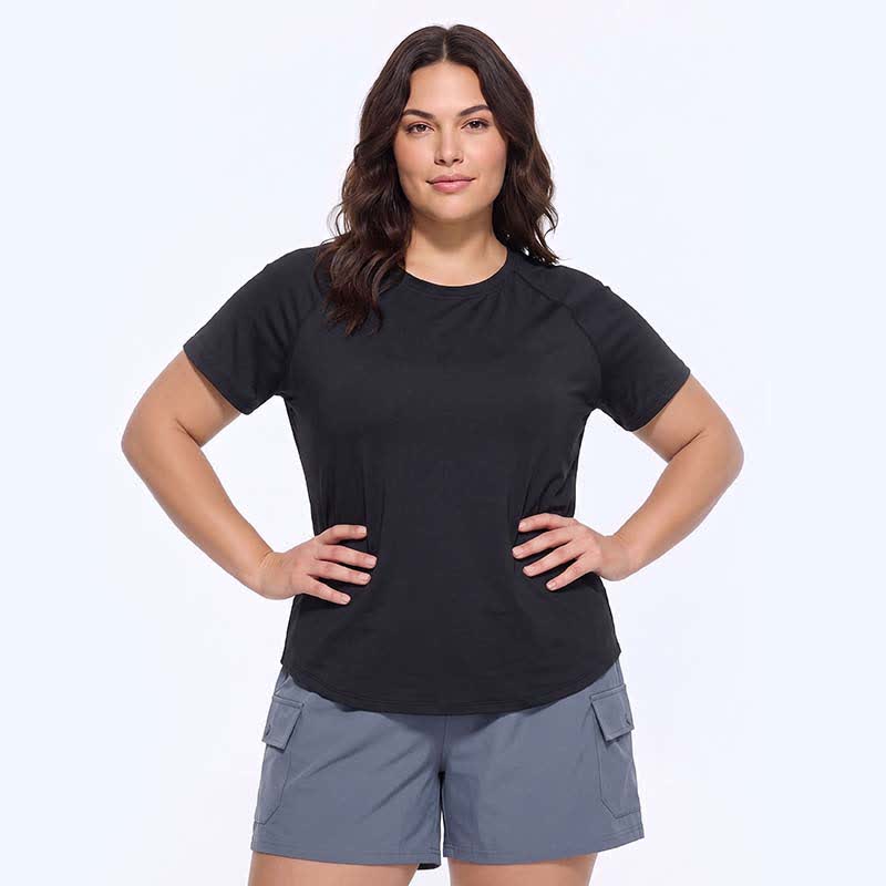 Plus Size Mesh Back Active Yoga Top - Black - 5XL - image 0