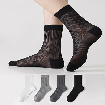 Sheer Herringbone Quarter Socks(4 Pairs) - Multicolor - EU38-43(US5-9) - image 0