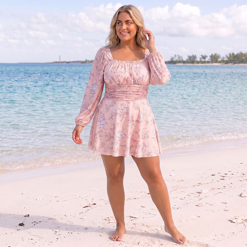 Floral Square Neck Swim Dress - image 5