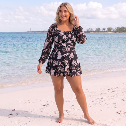 Floral Square Neck Swim Dress - image 1