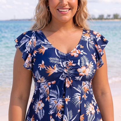 Tropical Floral Cover Up Swim Dress - image 3