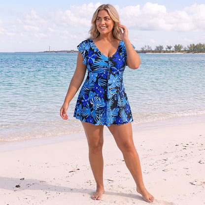 Tropical Floral Cover Up Swim Dress - image 9