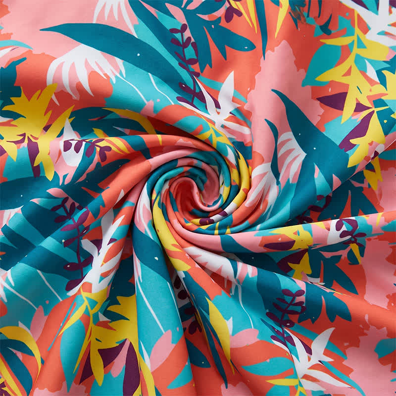 Tropical Bloom V Neck Open Back Swim Dress - image 14