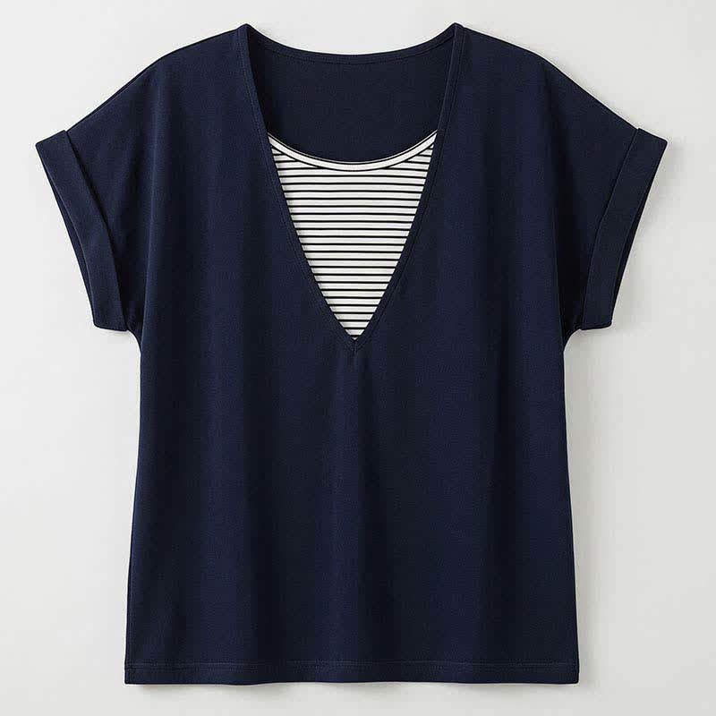 Plus Size Mesh Back Top - Navy Blue - 5XL - image 4