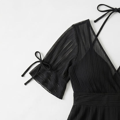 Black Sheer Wrap Swim Dress - image 5