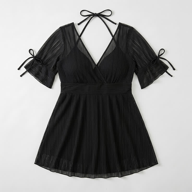 Black Sheer Wrap Swim Dress - image 4