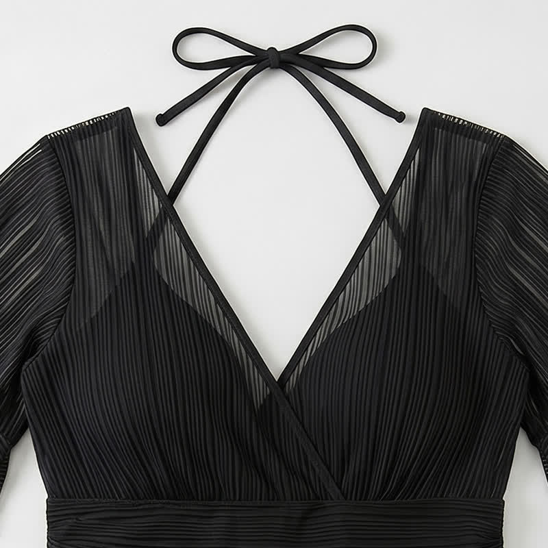 Black Sheer Wrap Swim Dress - image 6