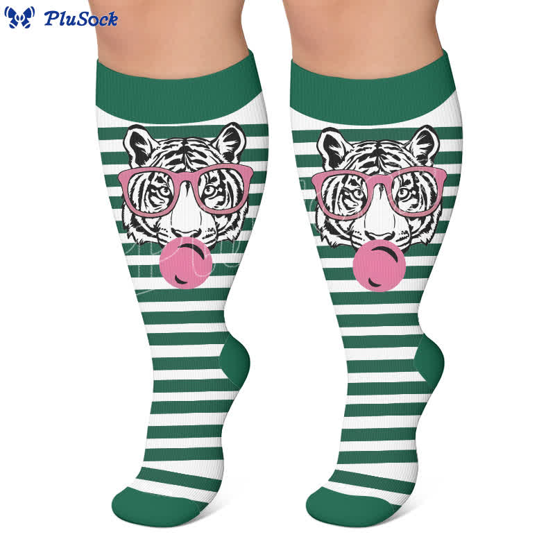 Plus Size Zebra Bow Stripe Compression Socks - image 6