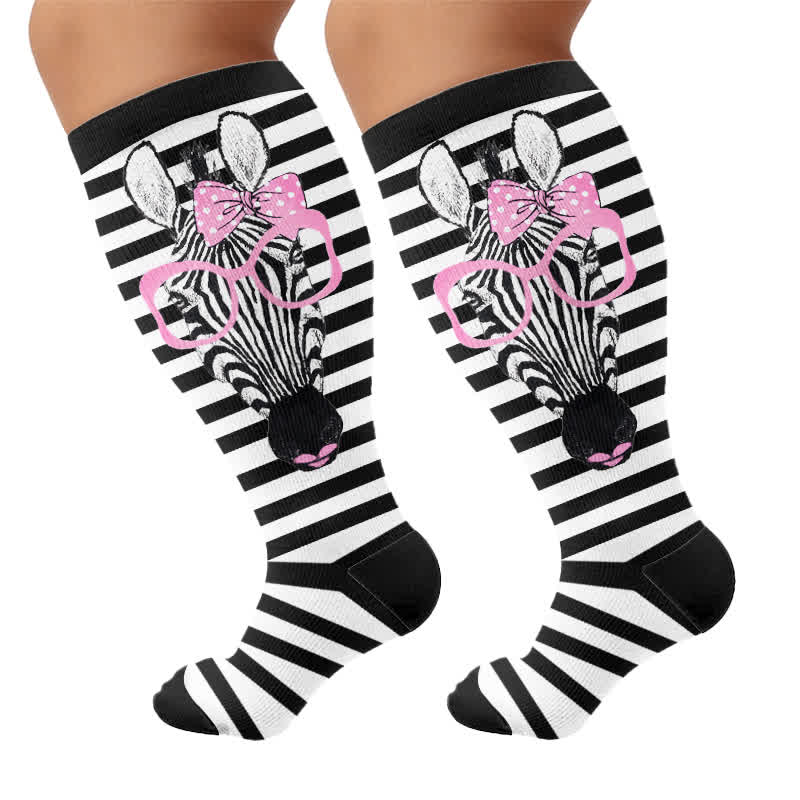 Plus Size Zebra Bow Stripe Compression Socks - image 8