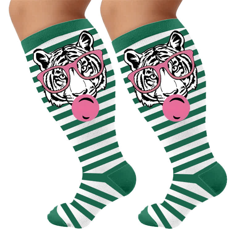 Plus Size Zebra Bow Stripe Compression Socks - image 9
