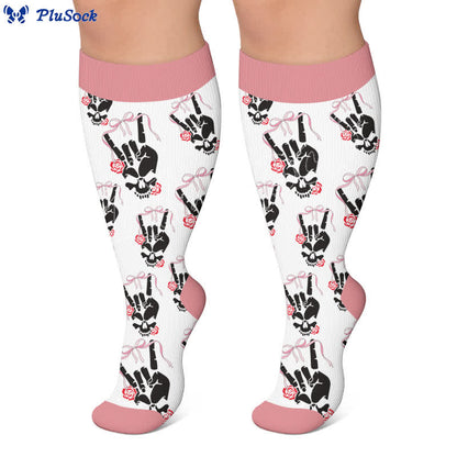 Plus Size Heart Bow Skull Compression Socks - image 5