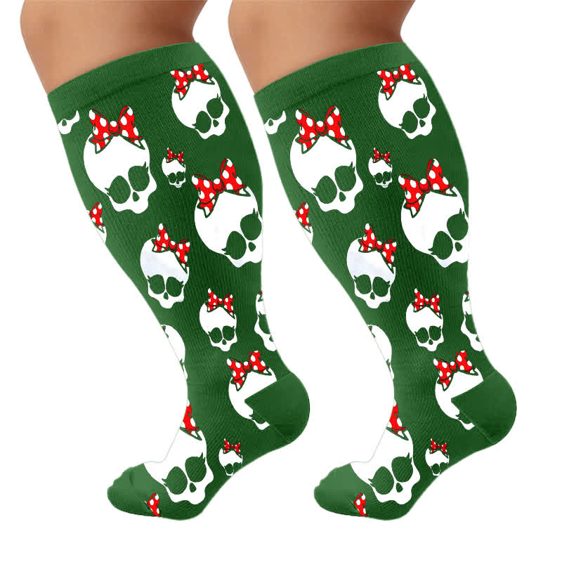 Plus Size Heart Bow Skull Compression Socks - image 10