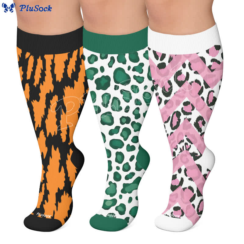 Plus Size Wild Leopard Compression Socks - image 0