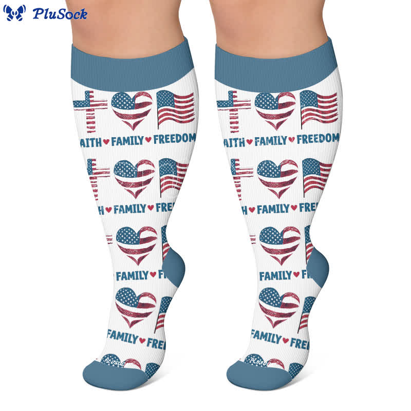Plus Size Patriotic Heart Compression Socks - image 5