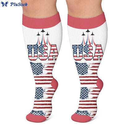 Plus Size Patriotic Heart Compression Socks - image 6